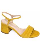 Sandales en Velours de Cuir Peony jaune moutarde