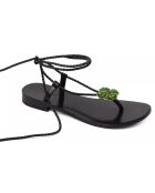 Schwarze Mohnledersandalen