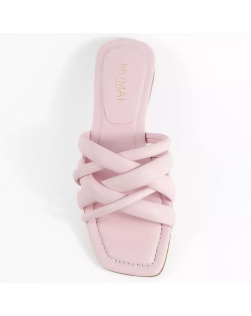 Mules en Cuir Portofino roses