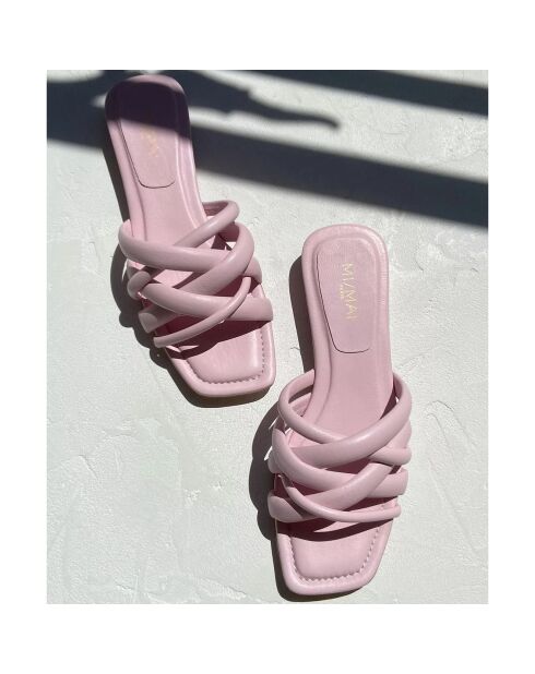 Mules en Cuir Portofino roses
