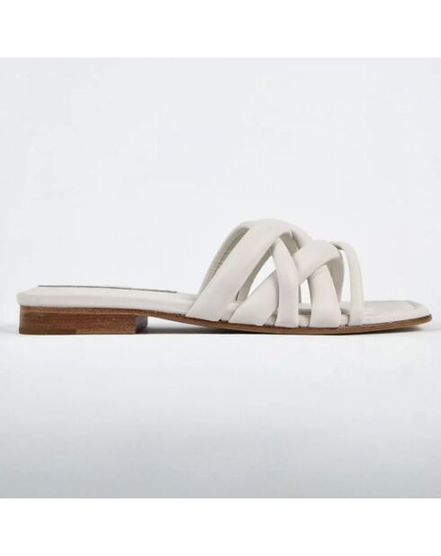 Weiße Portofino Lederpantoletten