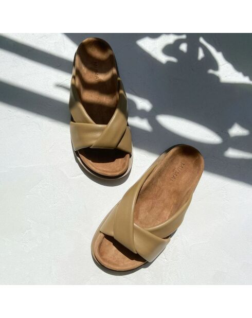 Mules en Cuir Seth taupe
