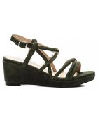 Sandales compensées en Velours de Cuir Sydney kaki - Talon 5.5 cm