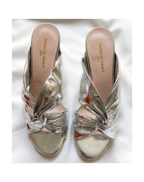 Mules en Cuir Tamarama argentées - Talon 8 cm
