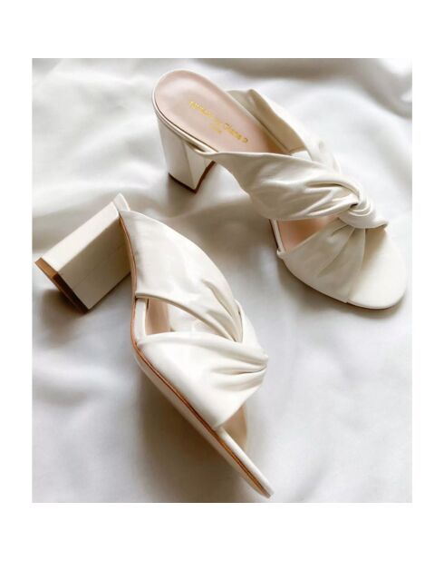 Mules en Cuir Tamarama blanches - Talon 8 cm
