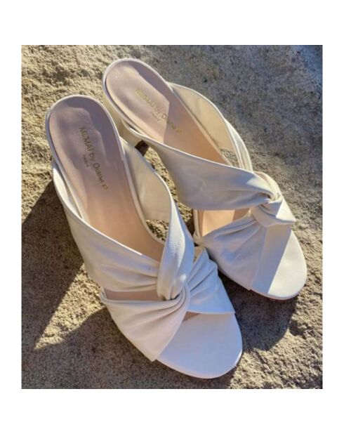 Mules en Cuir Tamarama blanches - Talon 8 cm