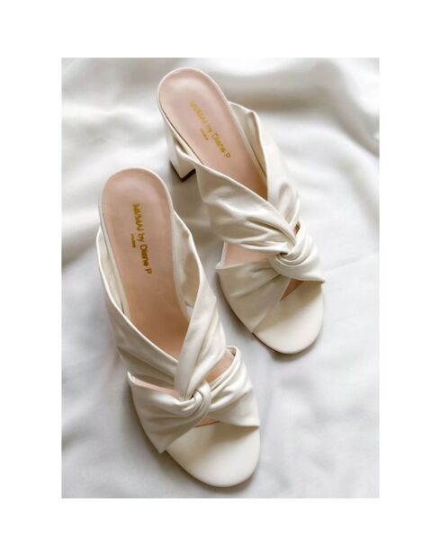 Mules en Cuir Tamarama blanches - Talon 8 cm