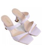 Mules en Cuir Terry violette - Talon 7 cm
