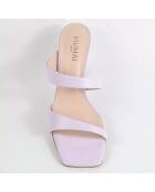 Mules en Cuir Terry violette - Talon 7 cm