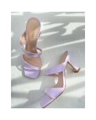 Mules en Cuir Terry violette - Talon 7 cm
