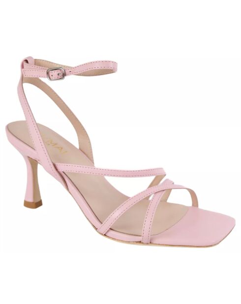Sandalias de piel rosa Venice - Tacón 7 cm