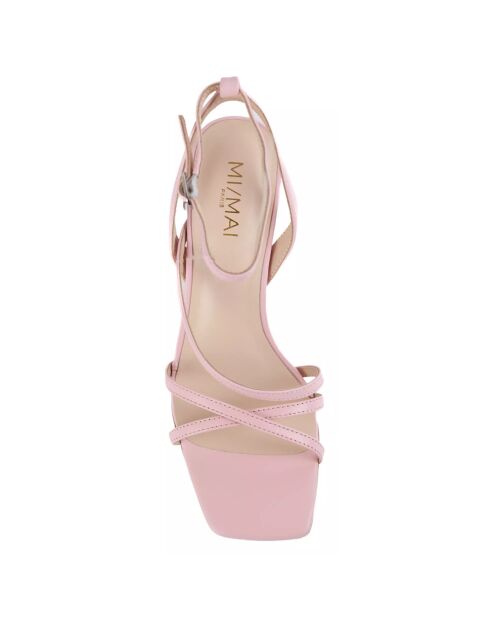Sandalias de piel rosa Venice - Tacón 7 cm