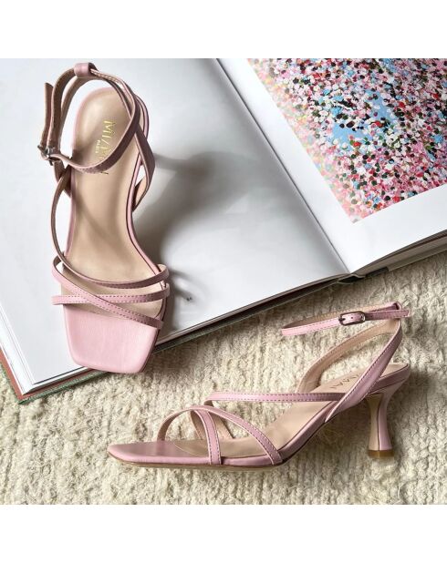 Sandalias de piel rosa Venice - Tacón 7 cm