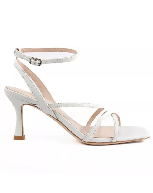 Weiße Ledersandalen Venedig - Absatz 7 cm
