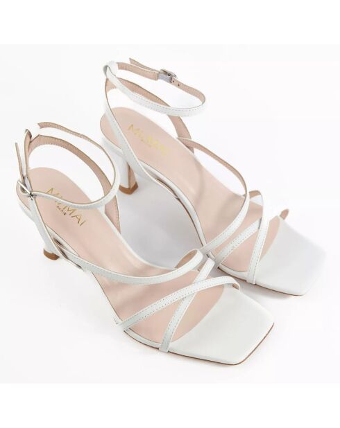 Weiße Ledersandalen Venedig - Absatz 7 cm