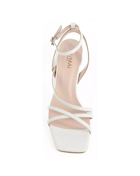Weiße Ledersandalen Venedig - Absatz 7 cm