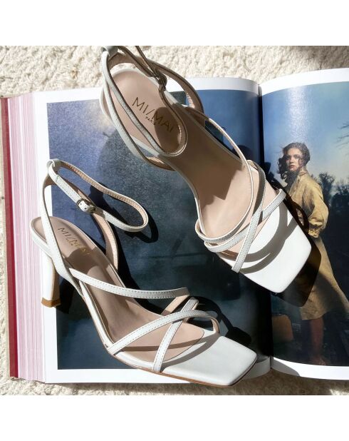 Weiße Ledersandalen Venedig - Absatz 7 cm