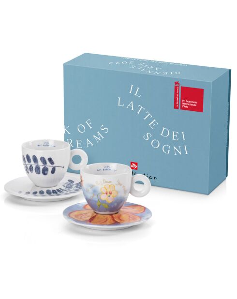 2 Tasses Cappucino en Porcelaine Illy Art Collection Biennale A bleu/blanc - 170 ml
