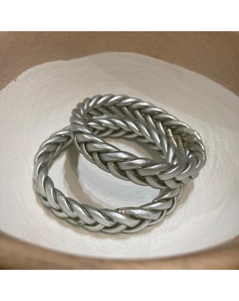 Bracelet Bouddhiste Tressé Epais argenté mat
