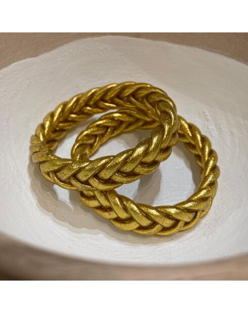Bracelet Bouddhiste Tressé Epais doré