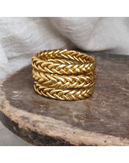 Bracelet Bouddhiste Tressé Epais doré