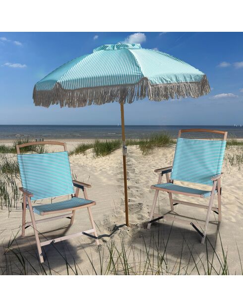 Chaise de plage playa naturel/vert - 55x65x90 cm