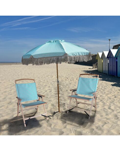 Chaise de plage playa naturel/vert - 55x65x90 cm