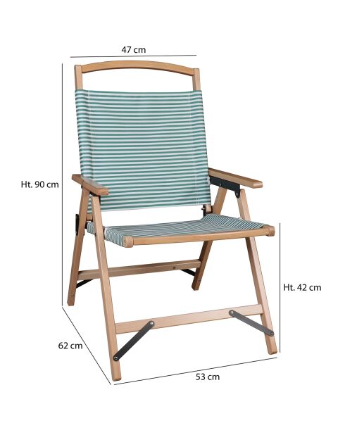 Chaise de plage playa naturel/vert - 55x65x90 cm