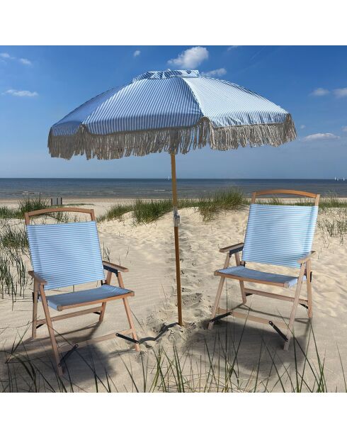 Chaise de plage playa bleu/naturel - 55x65x90 cm