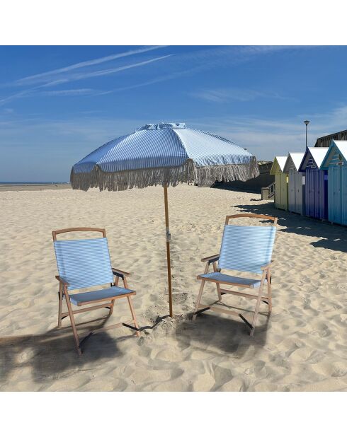 Chaise de plage playa bleu/naturel - 55x65x90 cm