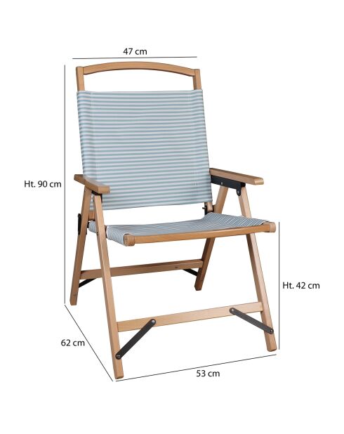 Chaise de plage playa bleu/naturel - 55x65x90 cm