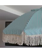 Ensemble parasol + 2 chaises plage en polyester playa blanc/naturel/vert