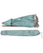 Ensemble parasol + 2 chaises plage en polyester playa blanc/naturel/vert