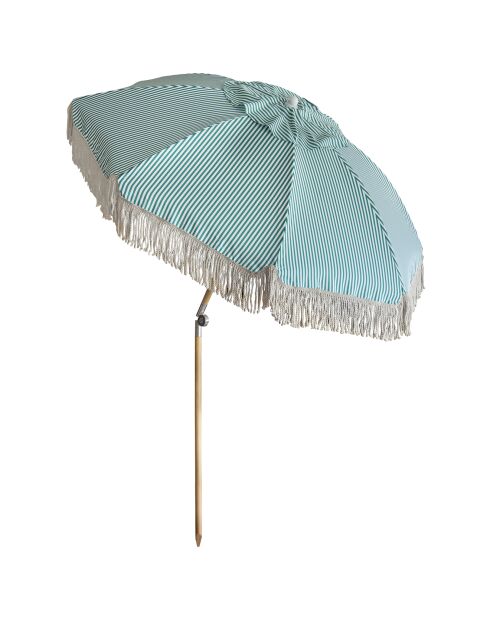 Ensemble parasol + 2 chaises plage en polyester playa blanc/naturel/vert