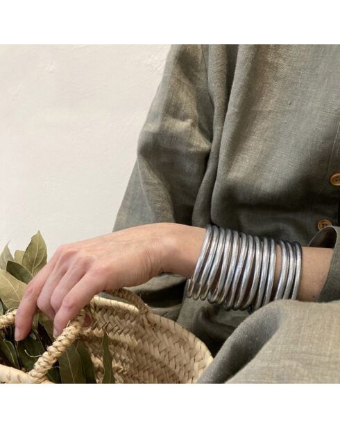 10 Bracelets Bouddhistes argenté brillant