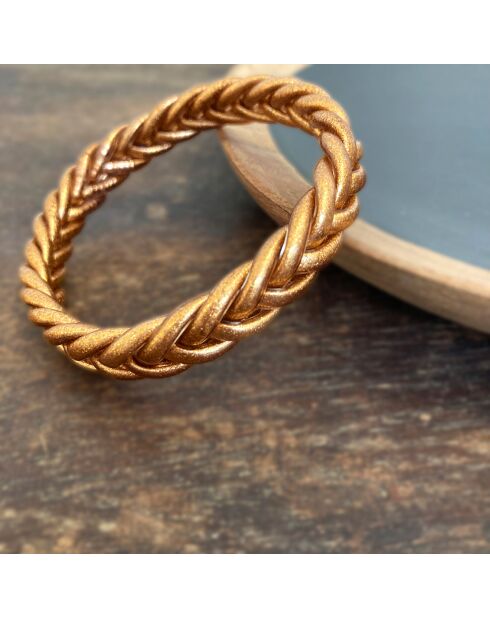 Bracelet Bouddhiste Tressé Epais cuivré brillant