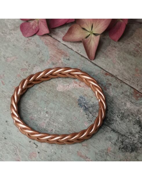 Bracelet Bouddhiste Tressé Epais cuivré mat
