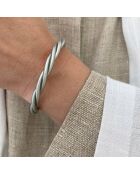 Bracelet Bouddhiste Torsadé Epais argenté mat
