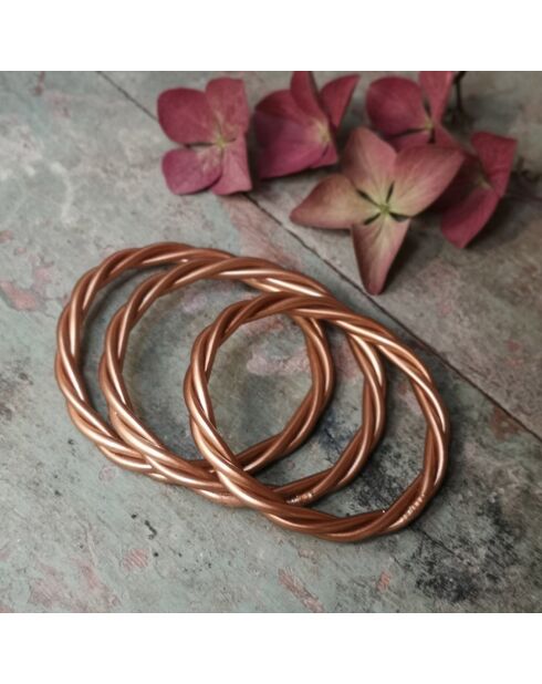 Bracelet Bouddhiste Torsadé Epais cuivré mat