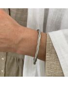 Bracelet Bouddhiste Torsadé Fin argenté mat