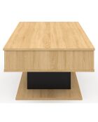 Table basse Tania avec plateau relevable bois/noir - 110x60x40/53 cm