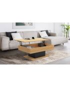 Table basse Tania avec plateau relevable bois/noir - 110x60x40/53 cm