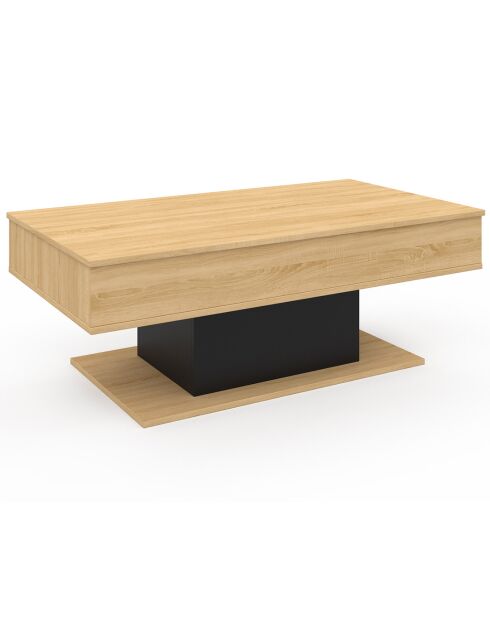 Table basse Tania avec plateau relevable bois/noir - 110x60x40/53 cm