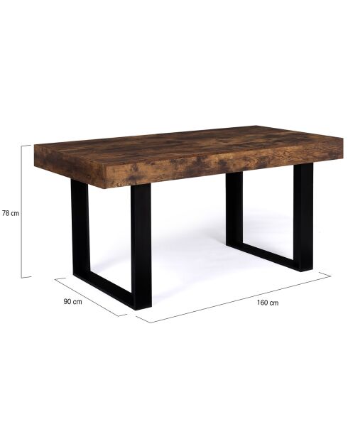 Table repas Brixton plateau 8 personnes effet bois vieilli bois/noir