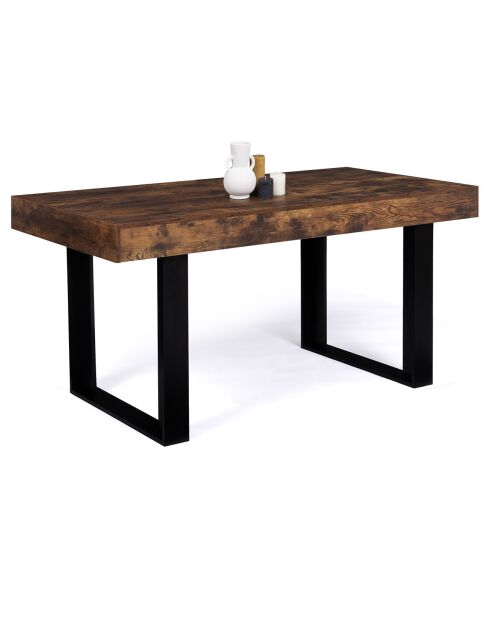 Table repas Brixton plateau 8 personnes effet bois vieilli bois/noir