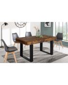 Table repas Brixton plateau 8 personnes effet bois vieilli bois/noir