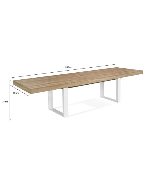 Table repas extensible Brixton bois/blanc - 200/300x90x75 cm