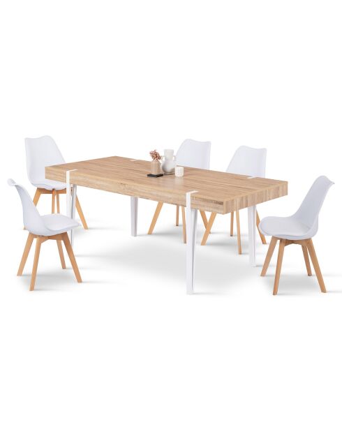 Table repas Hudson 10 personnes bois/blanc - 200x90x76 cm