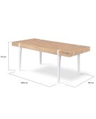 Table repas Hudson 10 personnes bois/blanc - 200x90x76 cm