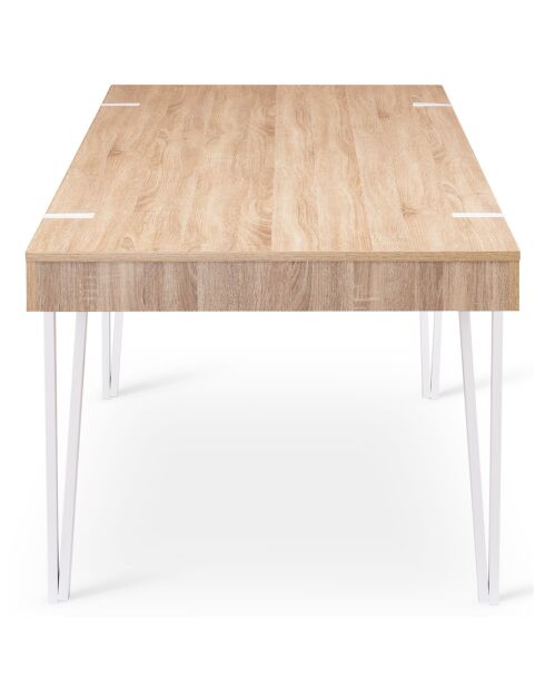 Table repas Hudson 10 personnes bois/blanc - 200x90x76 cm